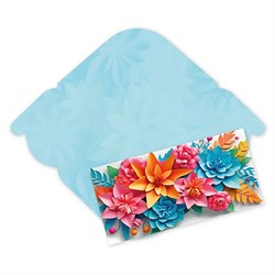 Конверт для денег "Без текста" (8421) уф-лак, блестки "Цветы"