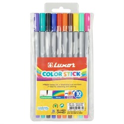 Фломастеры Luxor "Color Stick" 10цв., в ПВХ уп. (6101A/10 WT) смываемые