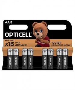 Батарейка LR6 "Opticell Basic" (полный аналог Duracell), алкалиновая, на блистере BL8