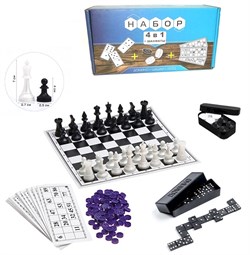 Шашки, шахматы, лото, домино, 4 в 1, пластиковые (02-141)