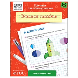 Пропись дошкольника ТРИ СОВЫ А5 "Готовим руку к письму. Учимся писать в клеточках" 3-5 лет (ПрА5_8_58332) 8стр.