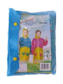 Плащ-дождевик детский плотный (размер XL, 7-8лет, рост. 110-120см) с отд. для рюкзака (YH-868/RKJ-2377) сине-желтый или красно-желтый