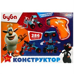 Конструктор "БУБА" 286 эл., 10 вариантов сборки (1212K347-R, 357328) в коробке 41*5,5*29см