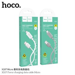 Кабель microUSB - USB, 1 м, "X107 Favor", В КОРОБКЕ (6942007626293) "HOCO", серый, 2.4A