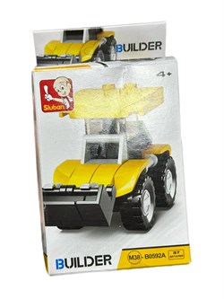 УЦЕНКА. Конструктор SLUBAN   37 дет. "BUILDER. Бульдозер" (М38-В0592A) в МЯТОЙ коробке