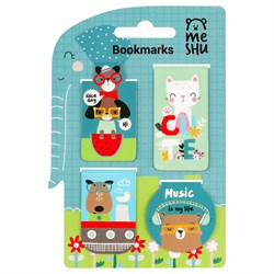 ! РАСПРОДАЖА Закладки магнитные для книг 4шт. MESHU 90*130мм "Best friends" (MS_58311) матовая ламинация