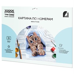 Картина по номерам на картоне "Кошачье утро" 30*40см (КК_53791) ТРИ СОВЫ, с акриловыми красками