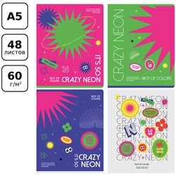 Тетрадь 48л. BG "Crazy neon" клетка (Т5ск48 11023) неоновая краска
