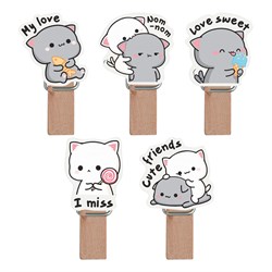 ! РАСПРОДАЖА Зажимы для бумаг деревянные  7мм "MESHU" (MS_55482) "Best Friends", комплект 10шт.