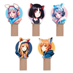 ! РАСПРОДАЖА Зажимы для бумаг деревянные  7мм "MESHU" (MS_55483) "Neko", комплект 10шт.