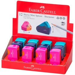 ! РАСПРОДАЖА Точилка Faber-Castell "Sleeve Mini" пласт., 1 отв., с контейнером (182714) цвет в ассортименте