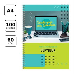 Тетрадь 100л. А4 тв. обложка, на спирали "Рабочее настроение" клетка (ТТ4гр100_лг 11221, "BG") глянцевая ламинация