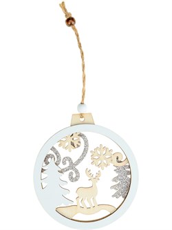 Подвеска новогодняя дерев. 10см "Метель в лесу" (НУ-7023)