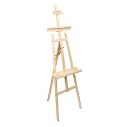 Мольберт деревянный напольный ГАММА "Лира. Студия" 53*71*170см, с бегунком, сосна, съмная полка + 2 стакана (270520208) в коробке