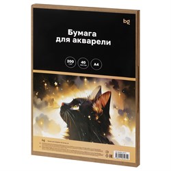 Бумага для акварели  А4 40л., 200 г/м BG "Акварельный кот" (БА40А4_63271) в коробке