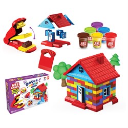 Набор для лепки АЯТ CRAFT "Строим дом" 6цв.*56гр (03676) детали дома, станок для кирпичей, скребок