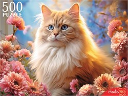 Puzzle  500 элементов "Кот в хризантемах" (П500-0501)