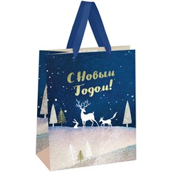 ! РАСПРОДАЖА Пакет подарочный MESHU 18х23х10см (MS_61666) "Christmas magic" фольга, блестки, матовая ламинация