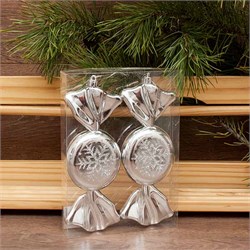 Набор украшений "Конфеты" 2шт., 21см (20ADC2-A102-сер) серебро, в ПВХ упаковке