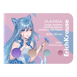 ! РАСПРОДАЖА Закладки самоклеящ. ErichKrause "Manga" (61588) 50*18,75мм, 4цв.*25л., пластиковые