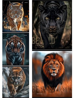 Тетрадь 48л. Prof-Press "Дикие кошачьи" клетка (48-4335) лен