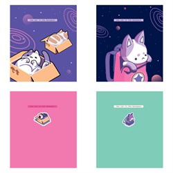 Тетрадь 48л. MESHU "Catbox" клетка (MS_43100) матовая ламинация, выб. лак