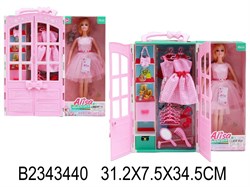 Кукла "Alisa" со шкафом, одеждой и аксесс. (2343440) в коробке 31,2*34,5см