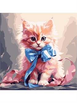 Картина по номерам на холсте "Малыши. Пушистый подарок" 30*30см (Х-6335)