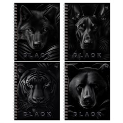 Тетрадь  96л. на спирали BG "Just Black" клетка (Т5гр96_лс_вл 08551) soft-touch ламинация, выб. лак