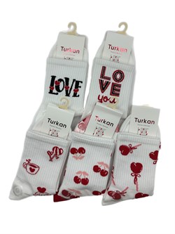 Носки жен., р.36-41 "Turkan" высокие, хлопок 90%, полиамид 8% (MY7276) с рис., в ассорт