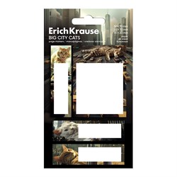 ! РАСПРОДАЖА Закладки самоклеящ. ErichKrause "Big City Cats" (63794) 70*52мм, 70*20мм, 20*70мм, 80л.