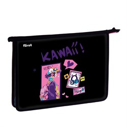 ! РАСПРОДАЖА Папка для тетрадей А4, молния сверху Först "Kawaii" (FT-PP-A40529) пластик
