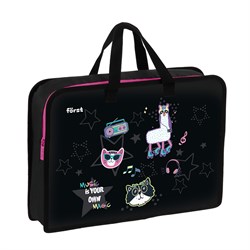 ! РАСПРОДАЖА Папка на молнии с ручками А4 Först "Disco Lama" ширина 75мм (FT-HB-750509) пластик