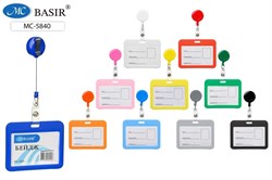 Бейдж Basir  85*54 мм горизонтальный, с рулеткой-ретрактором, для пропусков/проездных (MC-5840)