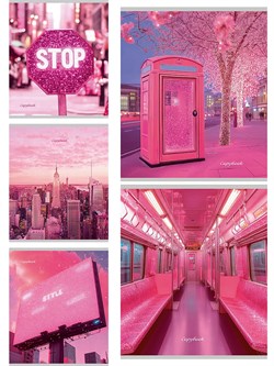 Тетрадь 48л. Prof-Press "Город в розовом цвете" клетка (Т48-4864) блестки