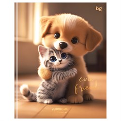 Дневник ЛАЙТ, интегр.об., 1-11 кл. "Cute friends" (Д5и48_лг_тф 64634, BG) глянцевая ламинация, тиснение фольгой