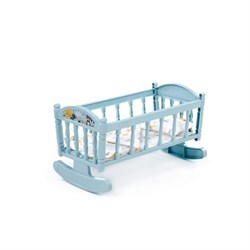 Кроватка-качалка сборная для кукол №4, в собр. виде 34*20,3*19,5см, дымчато-голубая, с комплектом постельно белья (24033) в пакете, Полесье