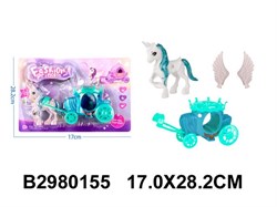 Игровой набор: единорог с каретой (2980155) на блистере 28*17см