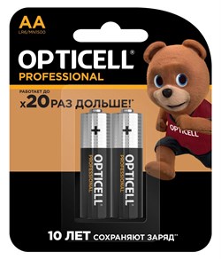 Батарейка LR6 "Opticell Professional" (полный аналог Duracell), алкалиновая, на блистере BL2