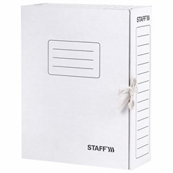 Папка архивная с завязками, картонная А4 325*250мм "STAFF" белая (128874) до 900л.
