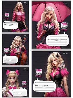 Тетрадь 12л. Prof-Press клетка "PINK&BLACK" (Т12-3753) обложка - мелованная бумага