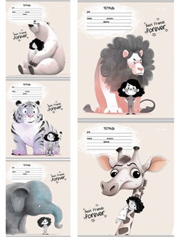 Тетрадь 12л. Prof-Press клетка "Любовь к зверятам" (12-2309) обложка - мелованная бумага