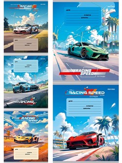 Тетрадь 12л. Prof-Press косая линия "Рисунок машины" (12-5775) обложка - мелованная бумага