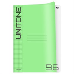 Тетрадь 96л. А4 "UniTone. Neon" клетка (Т4ск96_пл 57519, "BG") пластиковая обложка, неон салатовый