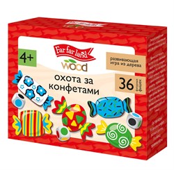 Игра развивающая деревянная "Охота за конфетами" 36 фигурки + 3 кубика (05695) 4+ "Far far land Wood"