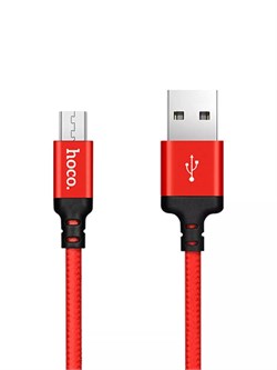 Кабель microUSB - USB, 1 м, "X14 Times", в тканевой оплетке, в коробке (6957531062851) "HOCO", красный, 2.0A