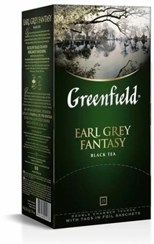 Чай GREENFIELD "Earl Grey Fantasy", черный с бергамотом, 25 пакетиков по 2г. (0427)