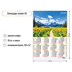 Календарь - плакат А2, 2026г. "Природа" (9602)