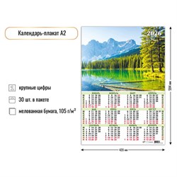 Календарь - плакат А2, 2026г. "Природа" (9603)