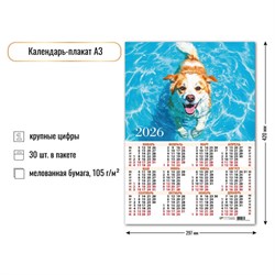 Календарь - плакат А3, 2026г. "Собака" (9661)